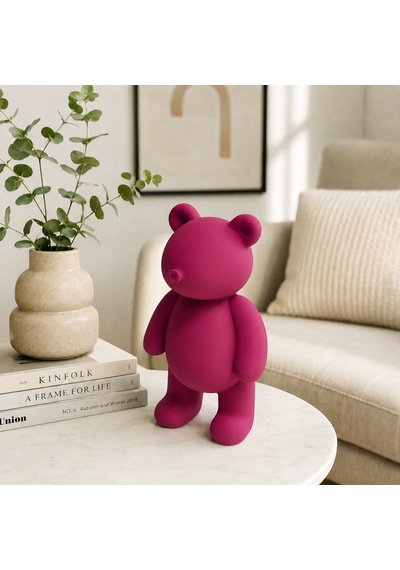 Dekoratif Ayı Biblo 24 Cm 3d Baskı Pembe Mor Vişne Modern Ev Dekoru Bordo