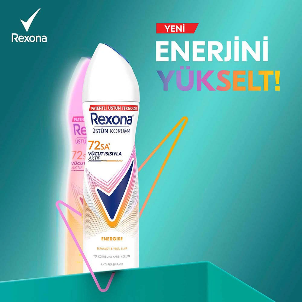 Rexona Kadın Sprey Deodorant Energise Bergamot & Yeşil Elma 150 Ml X3