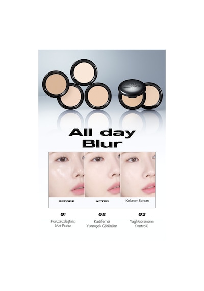 About Tone Makyajın Gün Boyu Kalıcı Olmasını Sağlayan Sabitleyici Toz Pudra ABOUT TONE Blur Powder 8809213803383