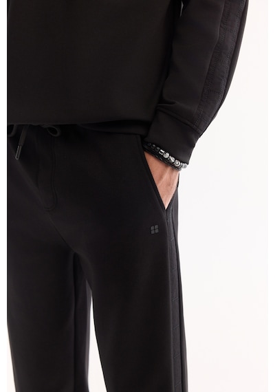 Avva Erkek Siyah Beli Lastikli Bağcıklı Pamuklu Bi-stretch Regular Fit Eşofman Altı A52y3402