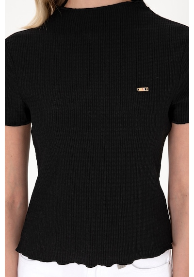 U.S. Polo Assn. Kadın Siyah Dik Yaka Tişört 50312951-VR046