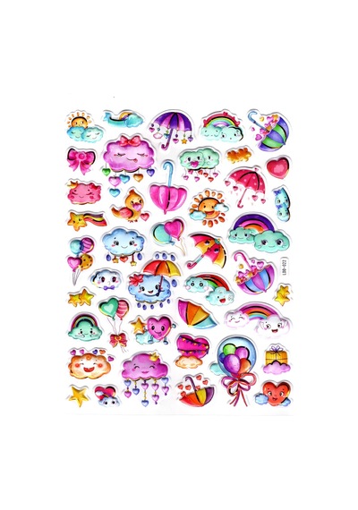 Sticker Kabartmalı Stiker Defter Planlayıcı Etiket Ldd022 -24x19cm - Mutlu Bulutlar