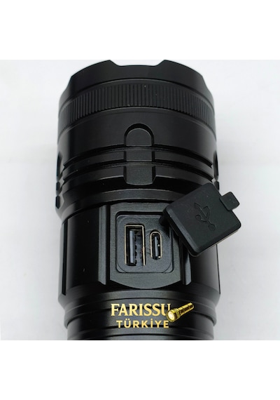 Rt-180 1000 Lümen Yüksek Işık Güçlü El Feneri 50w Lazer Led & 6000mah Dev Batarya Siyah