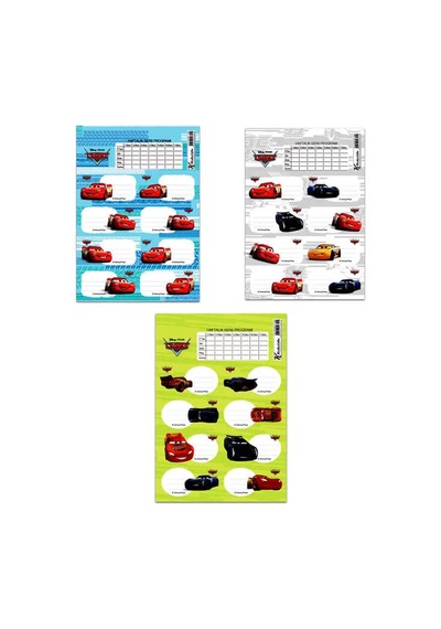 Keskin Color Ders Programlı Cars Okul Etiketi 3'lü Diğer