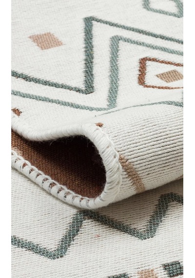 Arya Ar 05 Beige Blue %100 Geri Dönüşümlü Pamuktan Çift Taraflı Yıkanabilir Modern Dekoratif Kilim