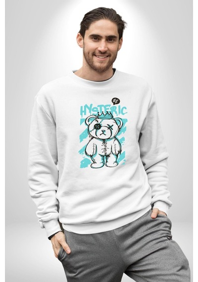 Histerik Unisex Beyaz Sweatshirt Beyaz
