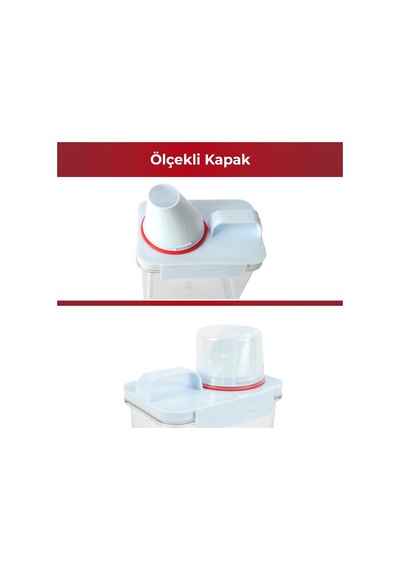2 Li Saklama Kabı Sıkı Kapanan Ölçekli Kapak, Sızdırmaz Erzak Bakliyat Ve Deterjan İçin Çok Amaçlı Set 1100 Ml 1800 Ml