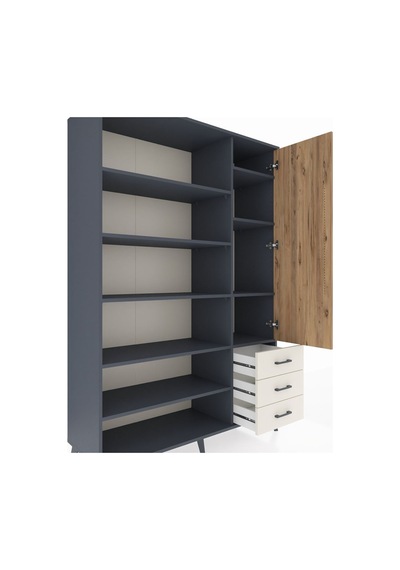 Hyperion Dolap 9 Raflı 3 Çekmeceli Tek Kapaklı 132x44x195 Antrasit-çam/aytaşı Atlas Çam/aytası Hyperion Dolap 9 Raflı 3 Çekmeceli Tek Kapaklı 132x44x195 Antrasit-çam/aytaşı Atlas Çam/aytası