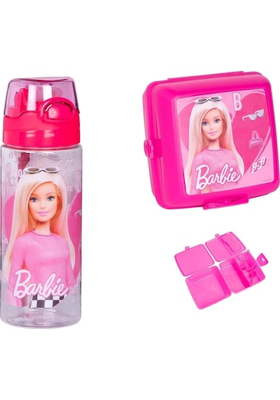 500 Ml Plastik Matara Ve Beslenme Kabnı Seti Pembe