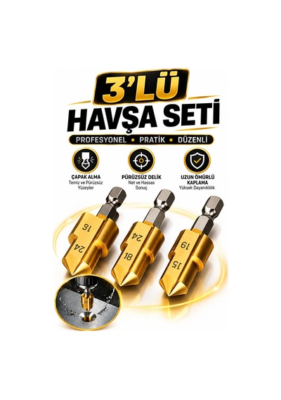 3'lü Havşa Seti Plastik Boru Açma Onarımı İçin