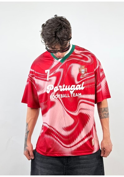 Zaee Portugal 7 Oversize Foootball Jearsy Forma Kırmızı