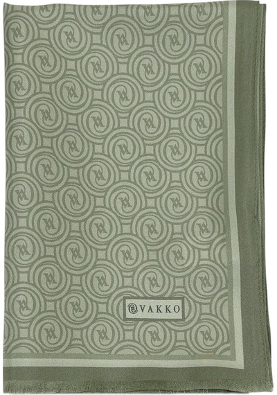 Vakko Twill İpek Şal - Helezon Monogram - Yağ Yeşili