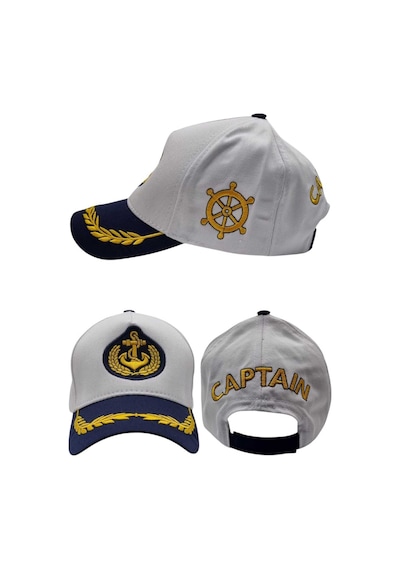 Tezzgelsin Unisex Pamuklu Denizci Nakışlı Kaptan Şapka Nakışlı Kaptan Şapka Beyaz