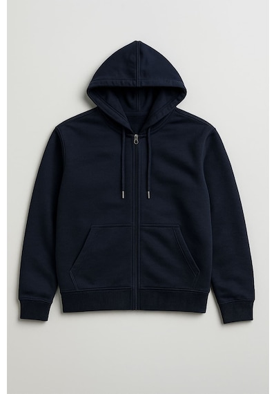 Markapia Erkek Fermuarlı Kapüşonlu Cepli Sweatshirt Lacivert