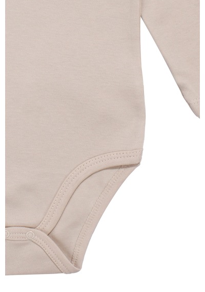 Bebegen Unisex Yuvarlak Yaka Bej Düz Çıtçıtlı Body Zıbın Çok Renkli