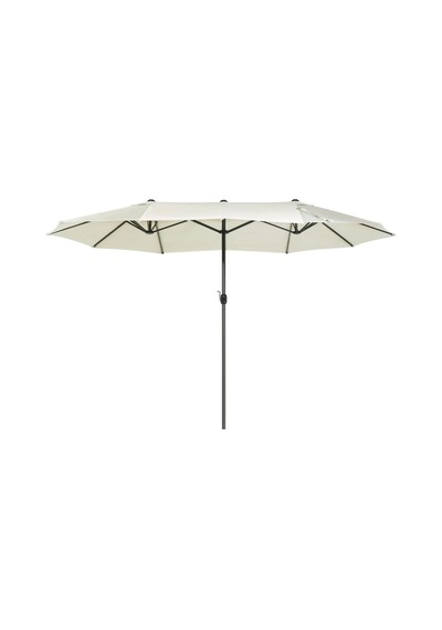Sıbılla 460 Cm Çiftli Bahçe Şemsiyesi, Oval Gölgelik, Upf 30+, Alüminyum Gövde Bej