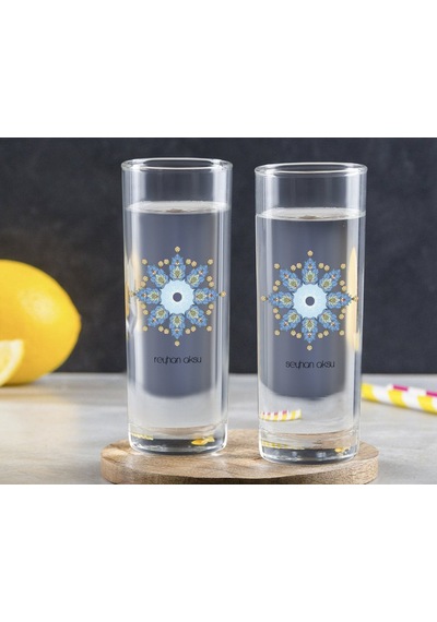 Kişiye Özel Renkli Baskılı İsimli İkili Vodka Bardağı-105 Çok Renkli