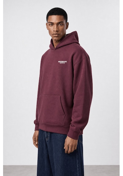 Respire Erkek Absofuckinlutely Baskılı Oversize Hoodie Bordo
