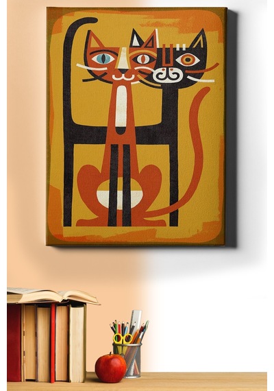 Webstyle Sayılarla Boyama Seti Çerçeveli Kasnaklı Iki Tekir 60x75 Cm
