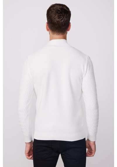 Tudors Slim Fit Dar Kesim Yarım Balıkçı Yaka Desenli Tüylenmeyen Beyaz Erkek Kazak-28630-beyaz Beyaz Tudors Slim Fit Dar Kesim Yarım Balıkçı Yaka Desenli Tüylenmeyen Beyaz Erkek Kazak-28630-beyaz Beyaz