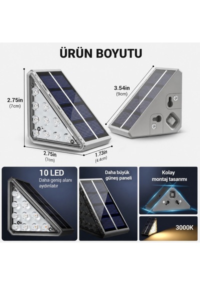 6'lı Solar Basamak Işığı 10 Led Güneş Enerjili Merdiven Bahçe Aydınlatması