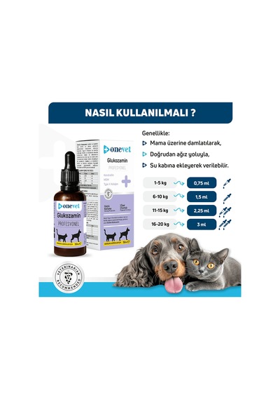Onevet Kedi ve Köpekler İçin Eklem ve Kıkırdak Sağlığı Destekleyici Glukozamin Damla 50 Ml