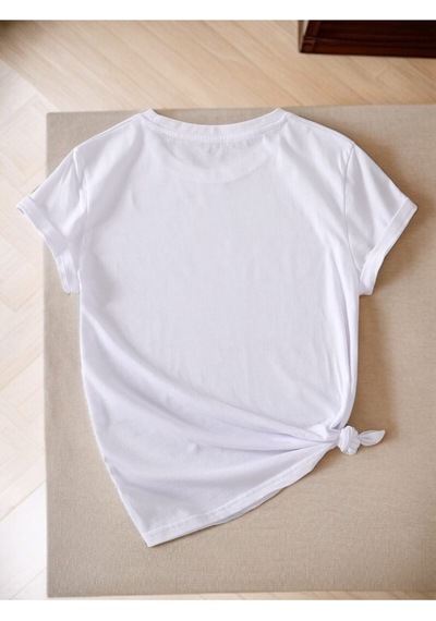 Uyguntarz Unisex Pırlantalı Kadın Portresi Tasarım Basklı Tshirt Beyaz