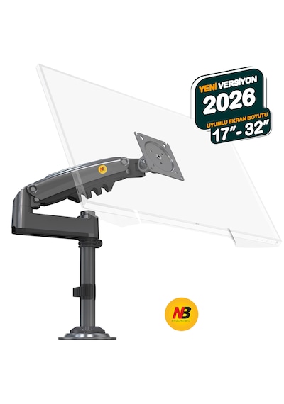 Monitör Standı North Bayou H100 2026 Yeni Model Amortisörlü Tekli Monitör Standı Gri 17-32 Inç - 2-9 Kg