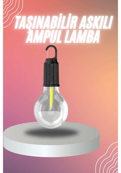 Şarjlı Dekoratif Kamp Lambası Askılı Ampul Led Işık Type-c Girişli - Sarı