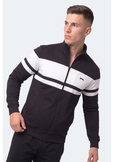 Slazenger Rıder Erkek Dik Yaka Fermuarlı Siyah Sweatshırt