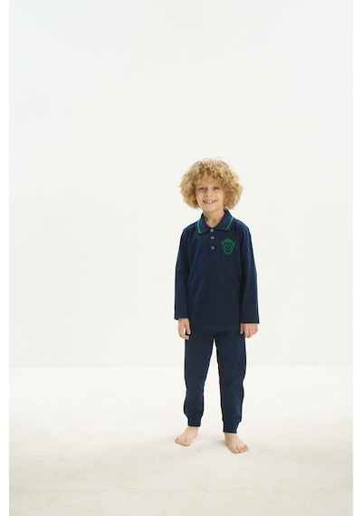 Sevim Erkek Çocuk Uzun Kol Polo Yaka Lacivert Pijama Takım C5t2n7o8 001