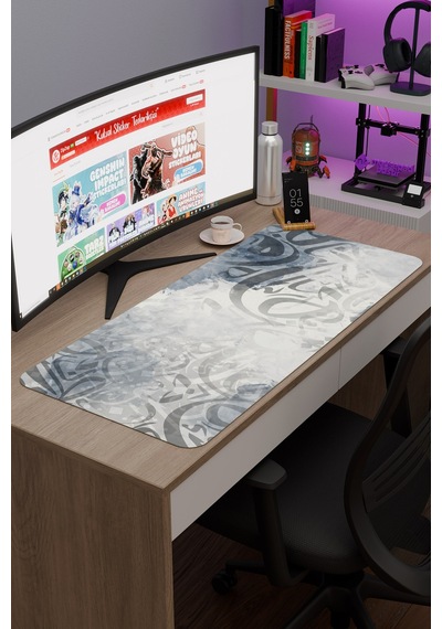 Kaligrafi Kaymaz Dikişli Kauçuk Oyuncu Mousepad V5 - 90x40 Xxl Gaming Mouse Pad Fare Altlığı