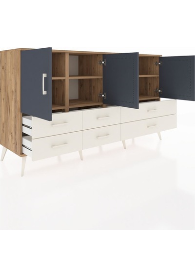 Hyperion Konsol 6 Raflı 6 Çekmeceli 4 Kapaklı 176x44x99 Çam-antra Çam-antrasit/aytaşı Hyperion Konsol 6 Raflı 6 Çekmeceli 4 Kapaklı 176x44x99 Çam-antra Çam-antrasit/aytaşı