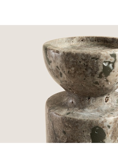 Silver Travertine Aura Büyük Mumluk Natural