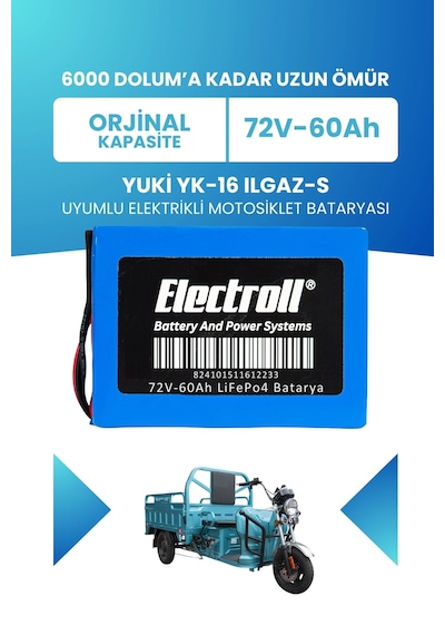 Yuki Yk-16 Ilgaz-s Uyumlu Batarya Standart Kapasite Lifepo4 72v 60ah Elektrikli Motosiklet Bataryası