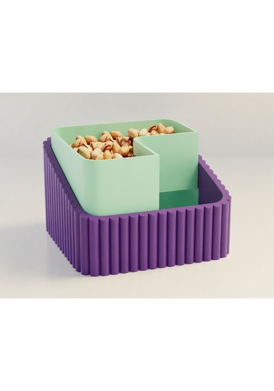 3d Baskı Fıstık Kasesi - Çift Hazneli Kabuk Ayırıcı Sunum Kasesi - Mor Mint Diğer