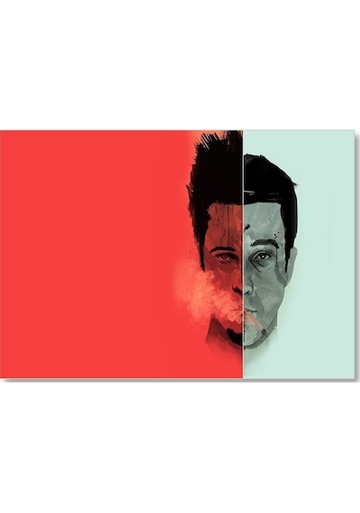 Cakasepetim Fight Club Jack Ve Tyler Tek Yüzler Ahşap Mdf Tablo