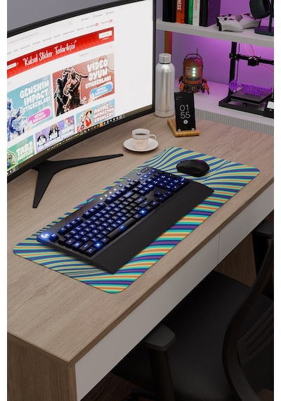 Realistik Çizgi Kaymaz Dikişli Kauçuk Oyuncu Mousepad V4 - 70x30 Xl Gaming Mouse Pad Fare Altlığı