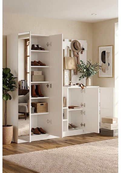Yurudesign Gibson Vestiyer Portmanto Ayakkabılık Beyaz DD9-W