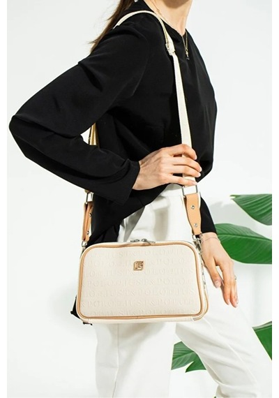 Just Polo Kadın Ayarlanabilir Askılı Su Geçirmez Lüks Omuz Çantası Shoulder Bag Ebat: 16 X 26 Cm Krem