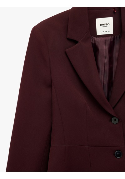 Koton Geniş Yaka Dikiş Detaylı Düğmeli Blazer Ceket Bordo 7wak50077uw