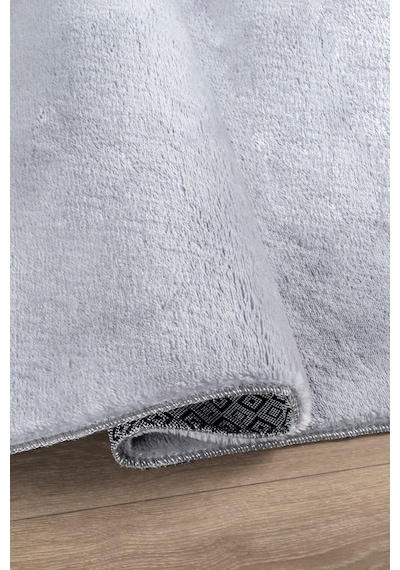 Vl Comfort Peluş Halı Gri Overloklu Gri
