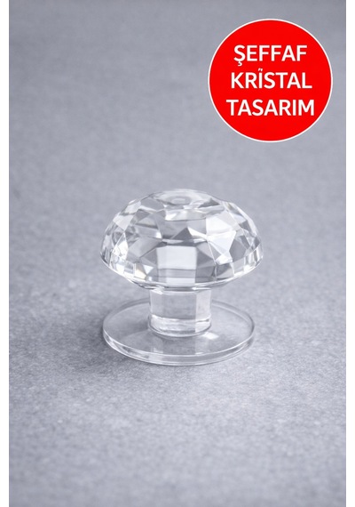 4'lü - 2026 Şeffaf Kristal Kulp Yapışkanlı Mini Kapı Kulpu, Tuvalet Kapağı & Dolap Çekmece Kulbu Diğer