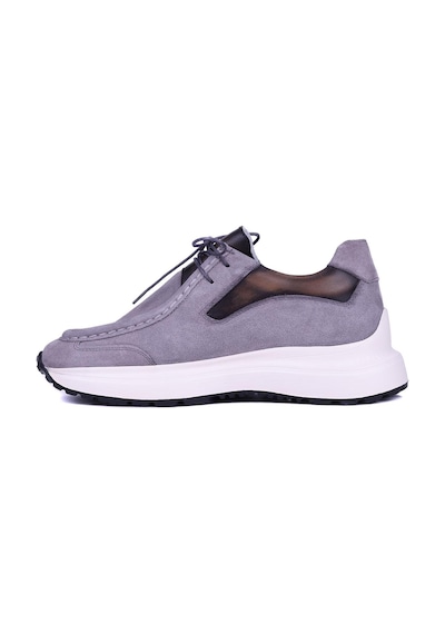 Shoetyle - Gri Hakiki Süet Deri Bağcıklı Erkek Günlük Ayakkabı 115-k525-1373 Gri