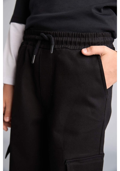 Defacto Pamuklu Kargo Jogger Paça Gabardin Siyah Pantolon Erkek Çocuk F1970a826aubk81 Siyah-bk81