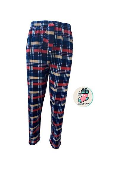 Cepsiz Kışlık Polar Kadın Pijama Altı Tek Alt Je32 - Çorap Hediye Lacivert