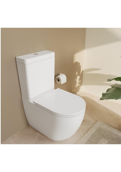 S55 Duvara Sıfır Kanalsız Klozet+rezervuar+iç Takım+klozet Kapağı Set Beyaz