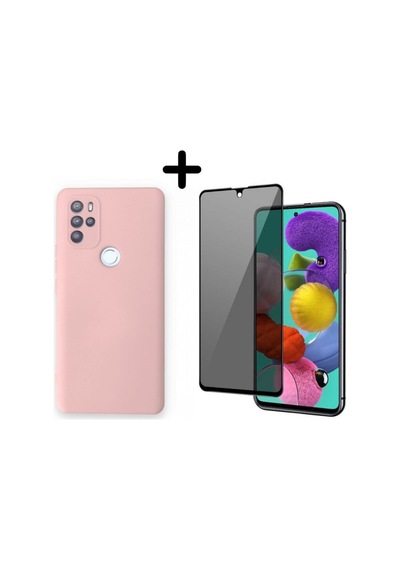 Omix X500 Lansman Içi Kadife Telefon Kılıfı Ve Hayalet Tam Kaplayan Cam Ekran Koruyucu Col179497-pudra