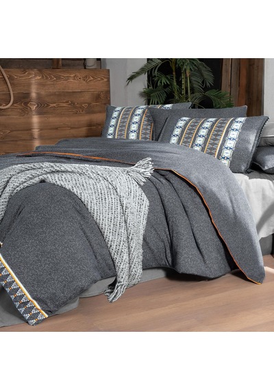 Tomris King Size Battal Boy %100 Pamuk Flanel Pazen Nevresim Takımı Gri Gri