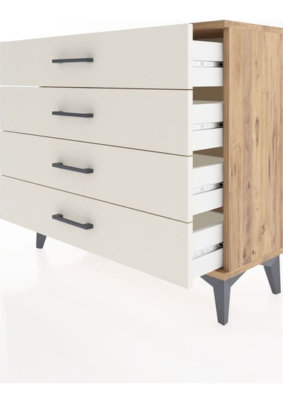 Arges Şifonyer 4 Çekmeceli 88x30x80 Çam-aytaşı Çam